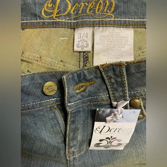 Rare Y2K Deréon Denim Capris - Picture 9 of 10